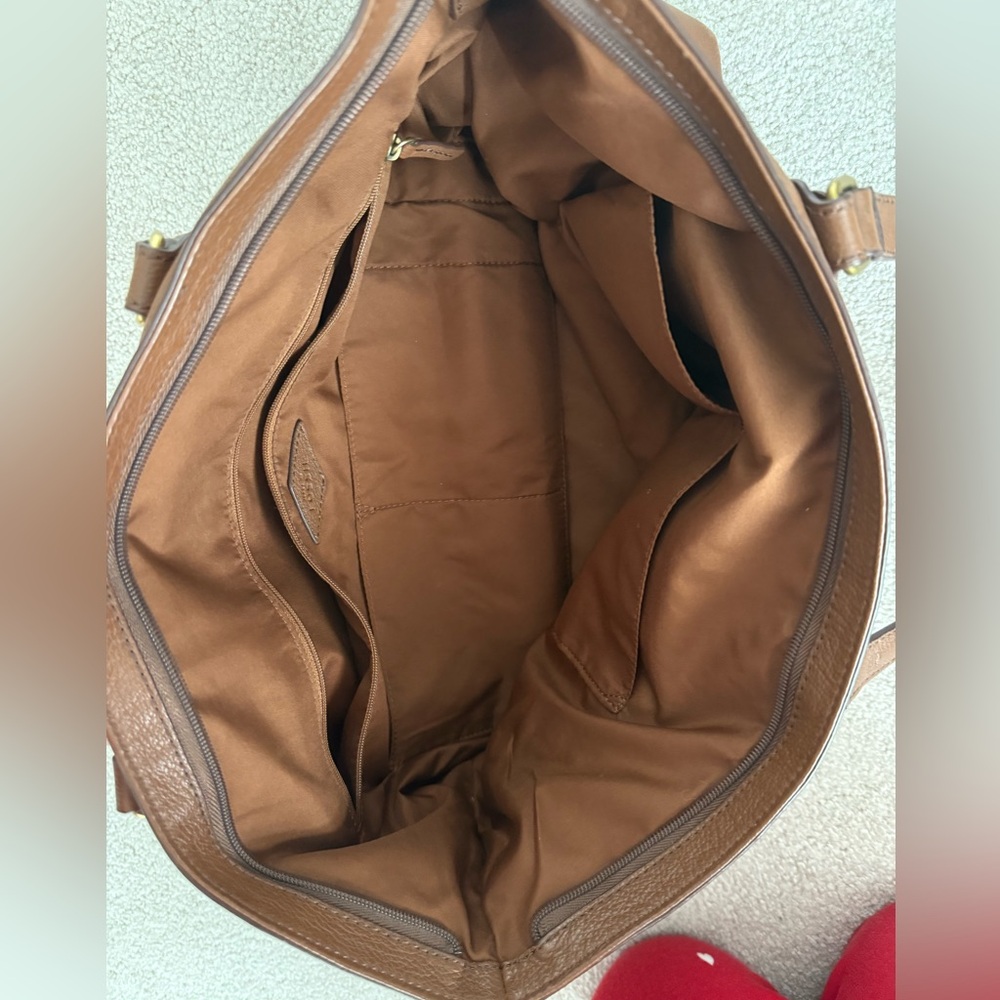 Fossil Rich Brown Leather Tote - Picture 3 of 5